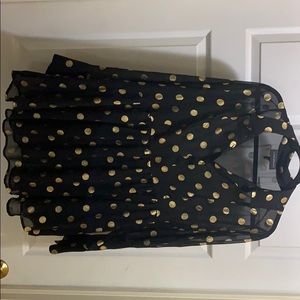 Sheer black top with gold dots